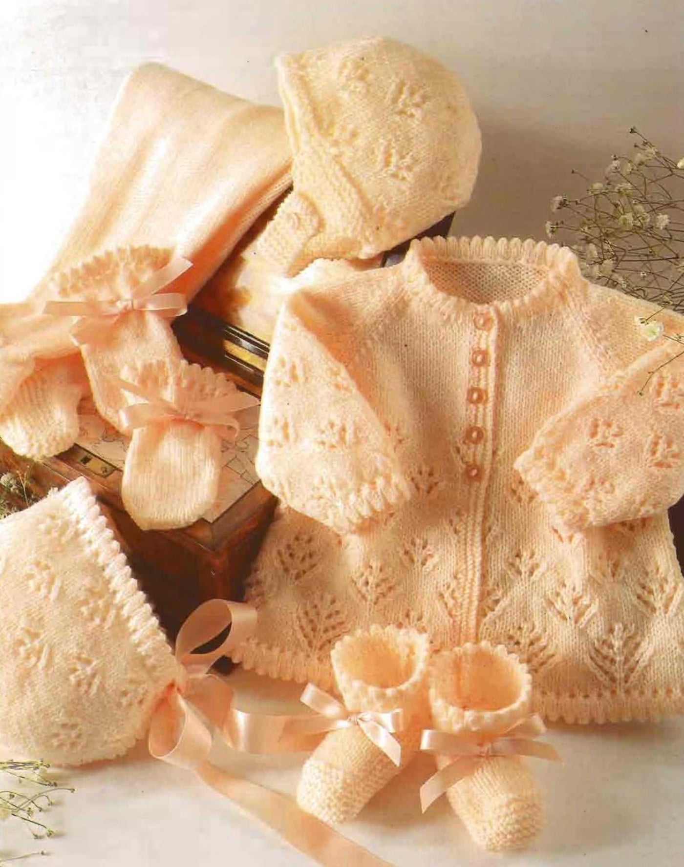 Newborn Baby Girl Receiving Set Knitting Pattern