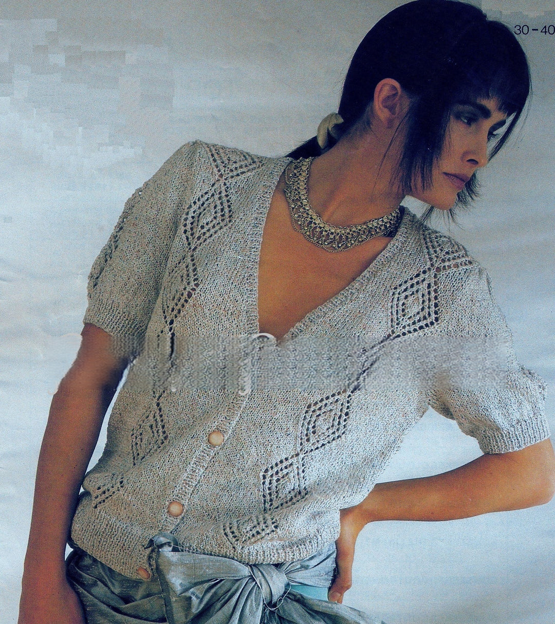 Free Knitting Ladies Short Sleeve Jumper Knitting Pattern Short