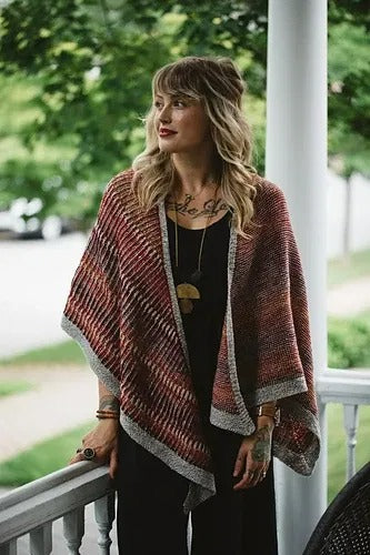 Textured Two-Color Shawl Knitting Pattern