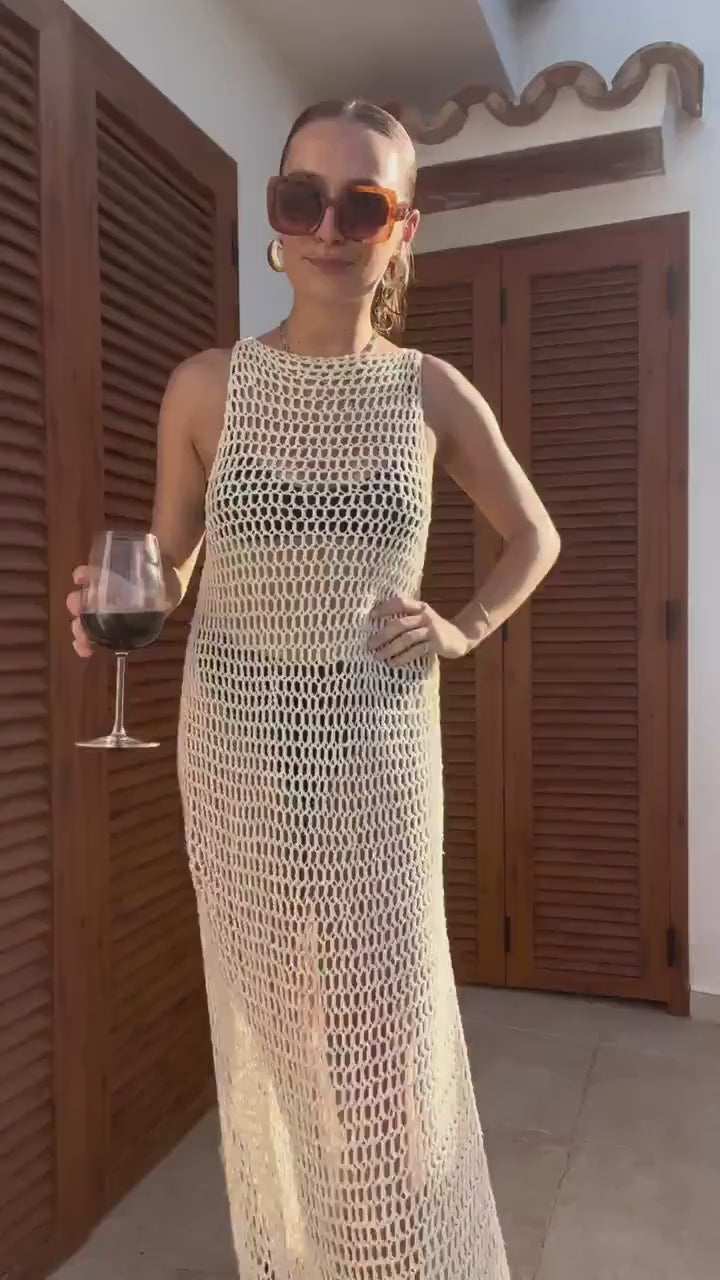 Laced Summer Maxi Coverup Knitting Pattern